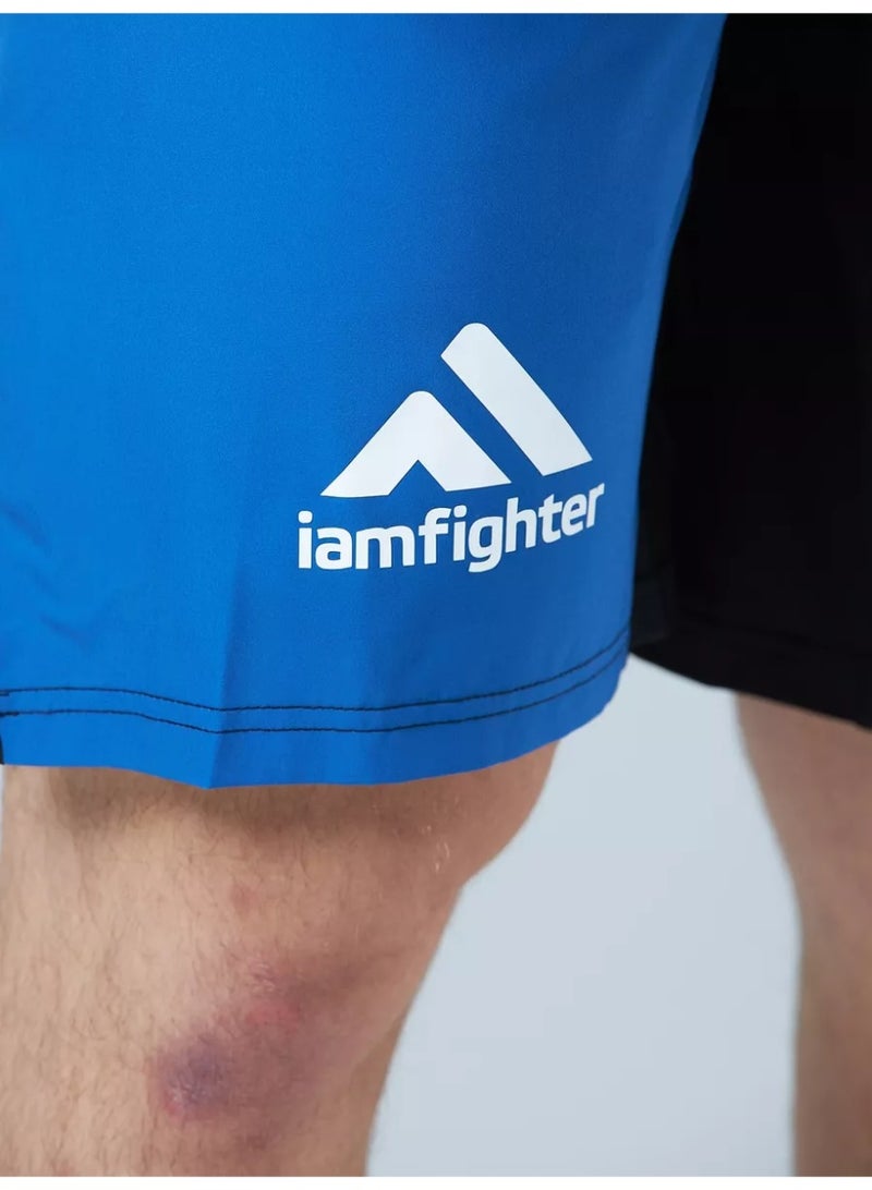 iamfighter Men’s MMA Fight Shorts – Lightweight, Flexible Training Shorts for Gym, CrossFit & Combat Sports (Blue/Black) - Image 5